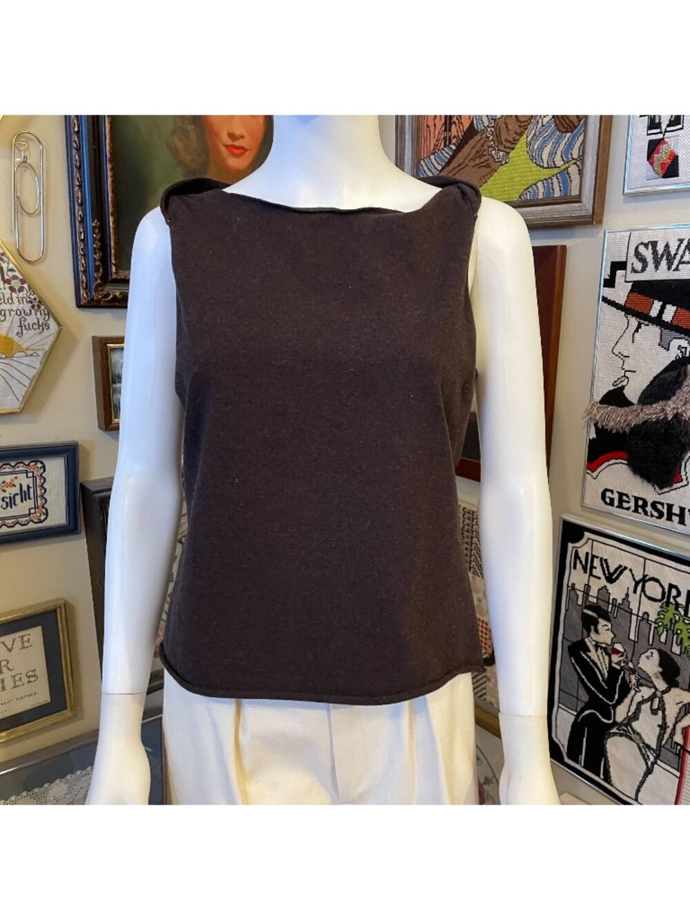 Danskin Zen Sport Brown Sleeveless Scoop Neck Casual Knitwear Top Womens Size S